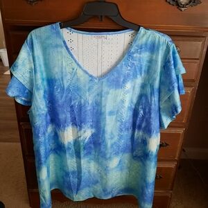 IN'VOLAND Blue Eyelet Top